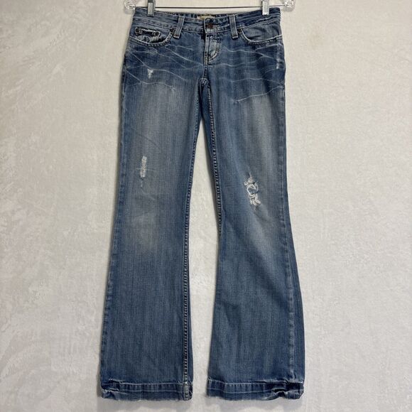 Buckle BKE Denim Jeans Star 20 Women’s Size 25 x 31.5 Distressed Flare Low Rise - Picture 1 of 16
